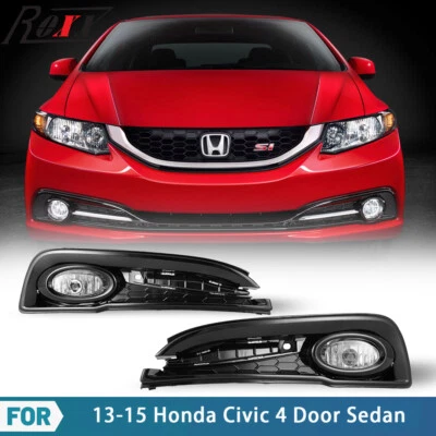 Par de luces antiniebla transparentes para Honda Civic 2013-2015 sedán de 4 puertas parachoques Foto 1 de 4