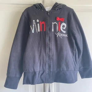 Disney Minnie Mouse Hoodie and Top Girls 2 piece Set Black Red Sequined Size 7/8 - Picture 1 of 10