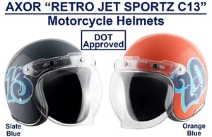 Cascos de motocicleta cara abierta AXOR " RETRO JET SPORTZ C13" certificados DOT - Imagen 1 de 18