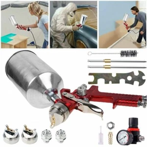 HVLP Auto Paint Air Spray Gun Kit Gravity Feed Car Primer Clearcoat w/ 3 Nozzle - Picture 1 of 8