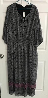 NWT Dressbarn Westport 1962 Maxi Dress Black Pink Blue Floral Plus Size 22 - Image 1 of 4