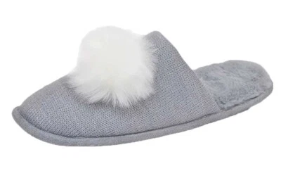 Zapatillas INC pompón interior-exterior tejidas grises X-grandes 11-12 Foto 1 de 2