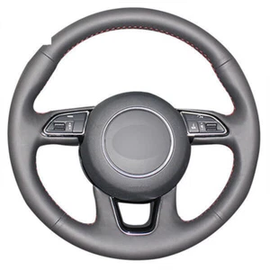Hand Sew Black Genuine Leather Car Steering Wheel Cover for Audi Q3 Q5 2013-2015 - Picture 1 of 6