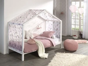 Vipack: Hausbett + Textilhimmel - Spielbett Kinderbett Jugendbett - Massiv Weiß - Bild 1 von 6