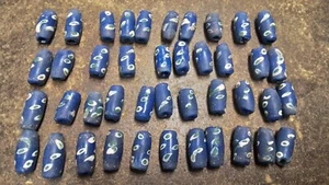 42 African Trade Beads Antique Venetian Blue green Eyes collectable Tubes - Picture 1 of 9