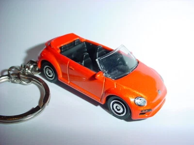HOT 3D ORANGE BEETLE CABRIOLET CUSTOM KEYCHAIN keyring key VW BLING matchbox  - Image 1 of 4