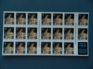 US SC# 3112a 32c Madonna & Child Booklet Pane of 20 MNH FREE SHIPPING (F) - Picture 1 of 2