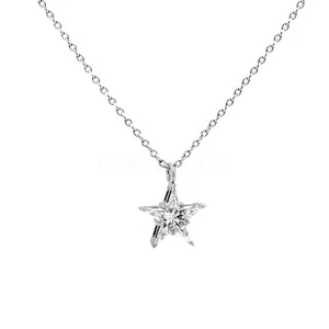 1ct Marquise Cut Simulated Diamond Star Pendant with Chain 14k White Gold Plated - Picture 1 of 4