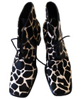 Franco Sarto Womens Sz 8.5 Cow Hide Leather Giraffe Print Ankle Boots Brazil