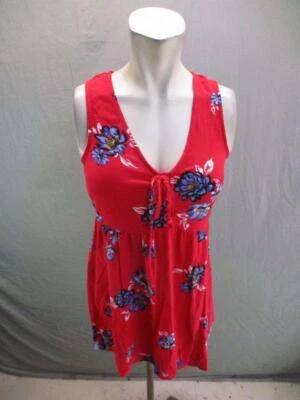 Xhilaration размер S женщин красный цветочный без рукавов повседневный v-образным вырезом туника Топ 7W343 - Изображение 1 из 4