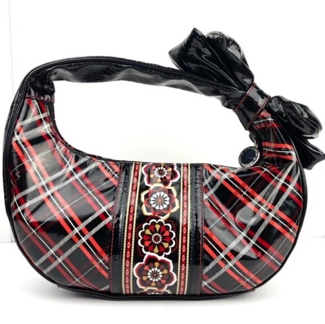Vera Bradley Volantes 'All My Love' Rojo Negro Floral Cuadros con Arco Bolso Hobo Bolso Foto 1 de 4