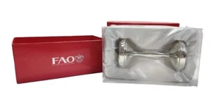 FAO Schwarz Silverplated Teddy Bear Baby Rattle 4" Original Box Retro Toy - Picture 1 of 20