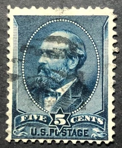 US Stamp Scott #216 Garfield 5 Cent Indigo Used - Picture 1 of 2