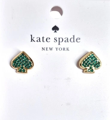 Aretes Kate Spade Everyday Spade en latón oro verde esmeralda KN088 nuevos Foto 1 de 4