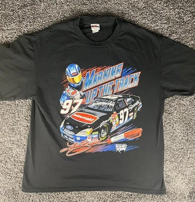 Camiseta NASCAR Y2K Kurt Busch #97 Estampado Gráfico “Marking Up The Track” Chase  Foto 1 de 4