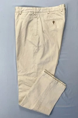 Pantalones chinos Orvis delanteros planos gruesos 100 % sarga de algodón. Beige, Hombre 38X34, Usado en Excelente Condición! Foto 1 de 4