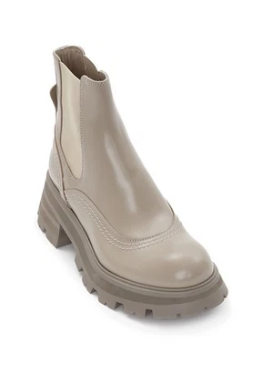 Botines de cuero ALEXANDER MCQUEEN para mujer gris plataforma 1-1/2" punta tacón bloque 37 Foto 1 de 4