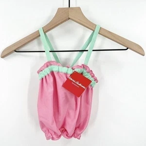 Hanna Andersson NWT Pink Teal Mint Swim Bikini Tank Top Size Girls 8 130 - Picture 1 of 4