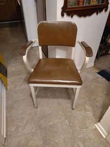 Poltrona Vintage Royal Metal Manufacturing Co. Acciaio Marrone "Pelle" Sedile/Schienale - Foto 1 di 24