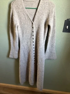 Elouquii Damen Gr. 14 Langarm geripptes Midikleid mit Knopfleiste in Blau - Bild 1 von 18