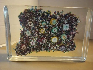 Murano Glass Millefiori Fratelli Toso ? Rect. Paperweight 7 1/4"x5"x1 3/4" 6lbs - Picture 1 of 14