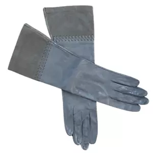 Vintage 80s Ann Klein ARIS Genuine Leather Suede Gloves Gray Women 7 Small Soft - Picture 1 of 11