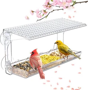 Window Bird Feeder for Outdoors, Clear Bird Feeders Window Mounted with Strong S - Picture 1 of 3