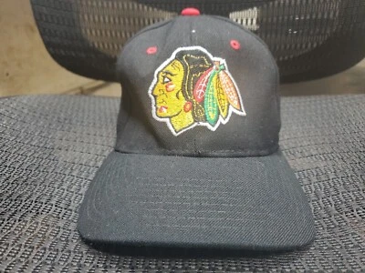 Vintage Chicago Blackhawks Starter Hat Mens Black Baseball Cap NHL, Fitted  - Image 1 of 4