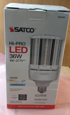Satco S39392 LED Corncob Light Bulb HID 36W 100-277V 5000K - Fast Shipping - Image 1 of 4