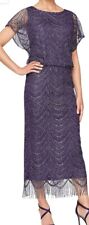 S.L. Fashions Women's Crochet Dress Long Dress, Plum Color. Size 6 or 8. NEW