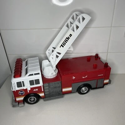 Red Toy Ladder Fire Truck Tonka Truck  Tested Lights Up W/ Sound - Image 1 of 4