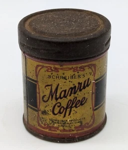 Vtg Schreiber's Manru Coffee Free Sample Tin Can Buffalo NY - Picture 1 of 8