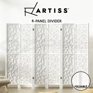 Artiss 6 Panel Clover Room Divider Screen Partition Privacy Wooden Stand White - Picture 1 of 11