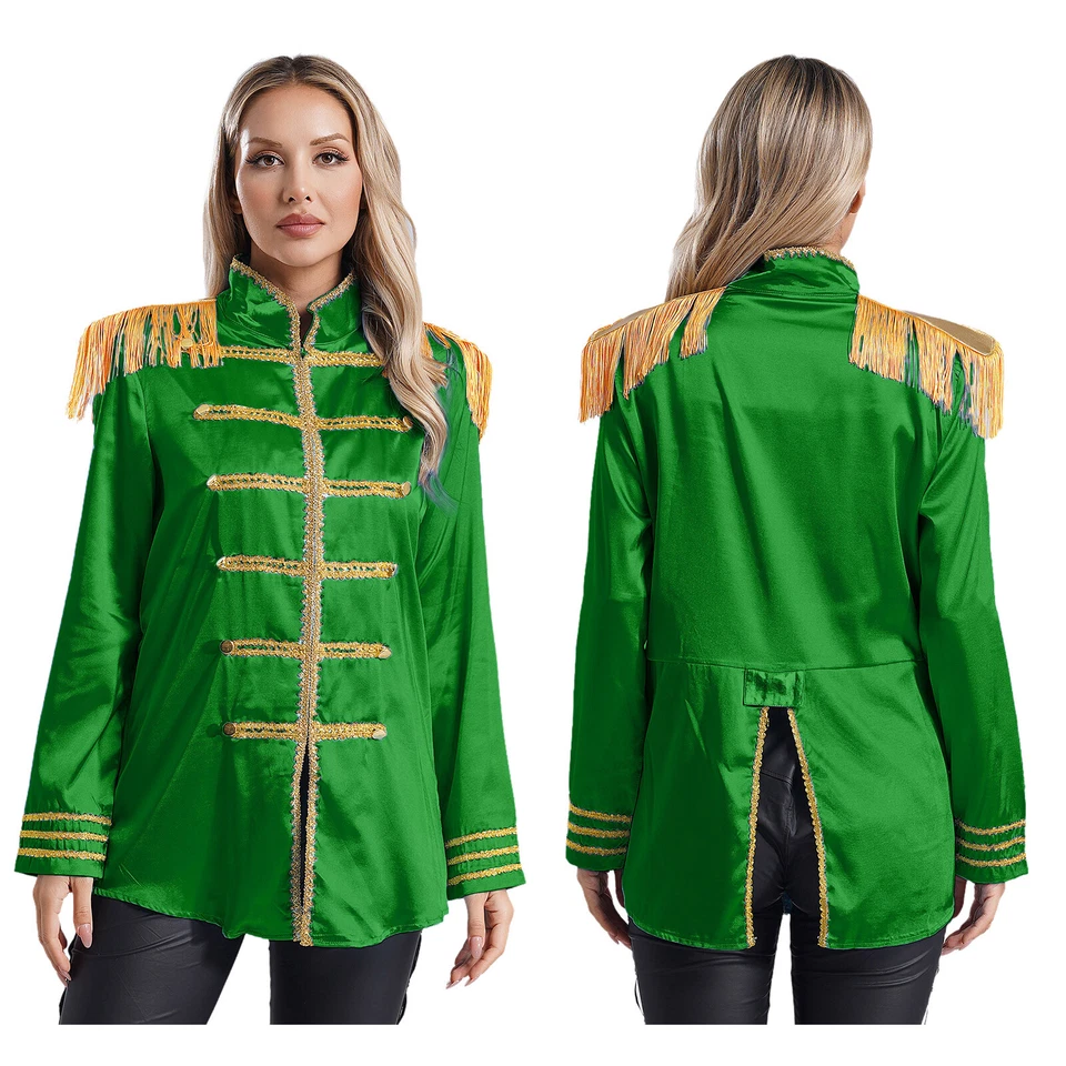 Mujer Militar Baterista Desfile Chaqueta Hippie Music Star Años 60 Uniforme Abrigo Foto 1 de 3