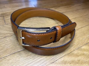 JoS A BANK Genuine Leather Men's Belt Brown Size 40 1.25” Gold Tone Buckle - Picture 1 of 15