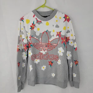 ADIDAS X Pharrell Williams Adult Sweatshirt Sz SMALL Gray Daisy Floral Crewneck - Picture 1 of 17