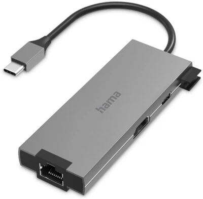 HAMA 5in1 USB-C-Multiport Hub LAN HDMI 4K USB-C 2x USB-A Power Delivery Adapter - Bild 1 von 3