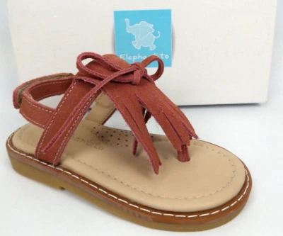 Sandalia Elephantito con flecos para niñas pequeñas talla EE. UU. 7,0 T cuero rosa polvoriento, NUEVA Foto 1 de 4