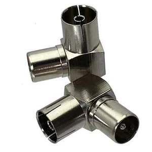 IEC DVB-T TV PAL Male To IEC Female Right Angle Adapter RF Coaxial Connector - Picture 1 of 8