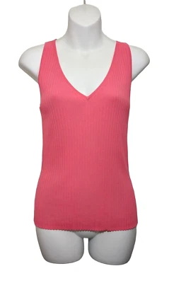 Willi Smith Tank Top V Neck Stretch Knit Pink Womens S - Image 1 of 4