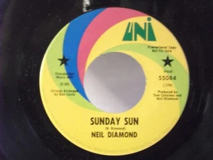 Neil Diamond,Uni 55084,"Sunday Son",US,7"45,PROMO,1970 pop rock classic, Mint - Picture 1 of 2