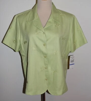 Nuevo Blazer Alfred Dunner 18P Verde Botón Manga Corta Floral Bordado Chaqueta Foto 1 de 3