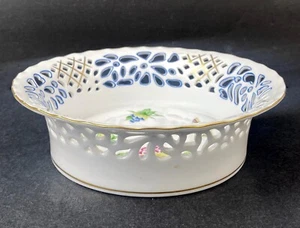 BOGLAR Hand Painted Pierced Porcelain Bowl with Flowers and Butterfly - Picture 1 of 7