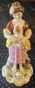 Antique Crown Derby Girl with Lamb Shepherdess Figurine - Picture 1 of 10