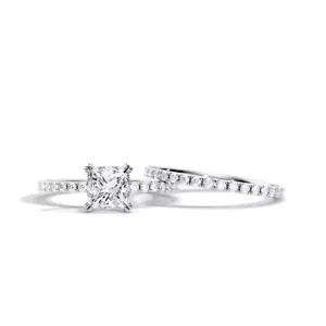 Engagement Ring Set 2.30 Carat IGI GIA Lab Grown Princess Diamond 950 Platinum - Picture 1 of 11