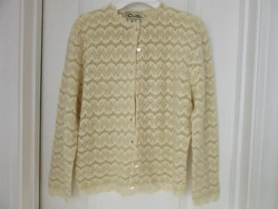 Suéter De Colección Crochet Dalton Marfil 100% Cachemira Virgen Talla S/EVC Foto 1 de 4