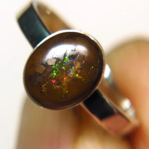 10x8 AUSSIE BOULDER OPAL SIZE 7.25 O RING 925 STERLING SILVER OCA17333 - Picture 1 of 7