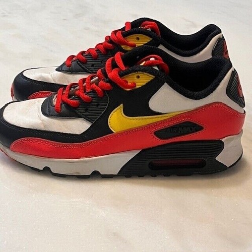 Nike Air Max 90 Sneakers Scarpe da Ginnastica Rosso Giallo Nero Bambini Taglia 5 5