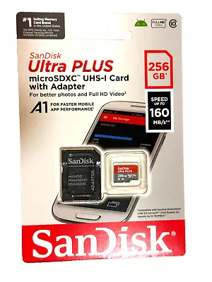 😍SanDisk Ulrta PLUS microSDXC UHS 1 with Adapter 256 GB Flash Drive LOW PRICE - Image 1 of 4