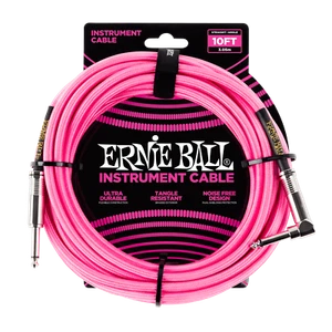Cable de instrumento recto/ángulo trenzado Ernie Ball 10' - rosa neón P06078 - Imagen 1 de 1